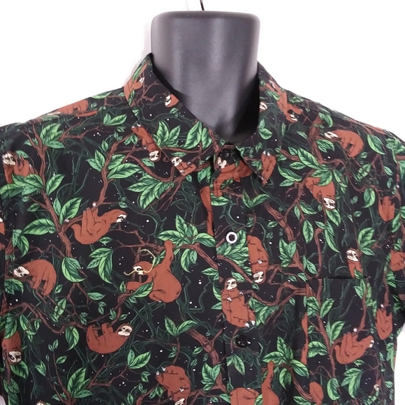 RUDE Other - 👨RUDE Sloths &Trees Cotton Button Down Shirt EUC